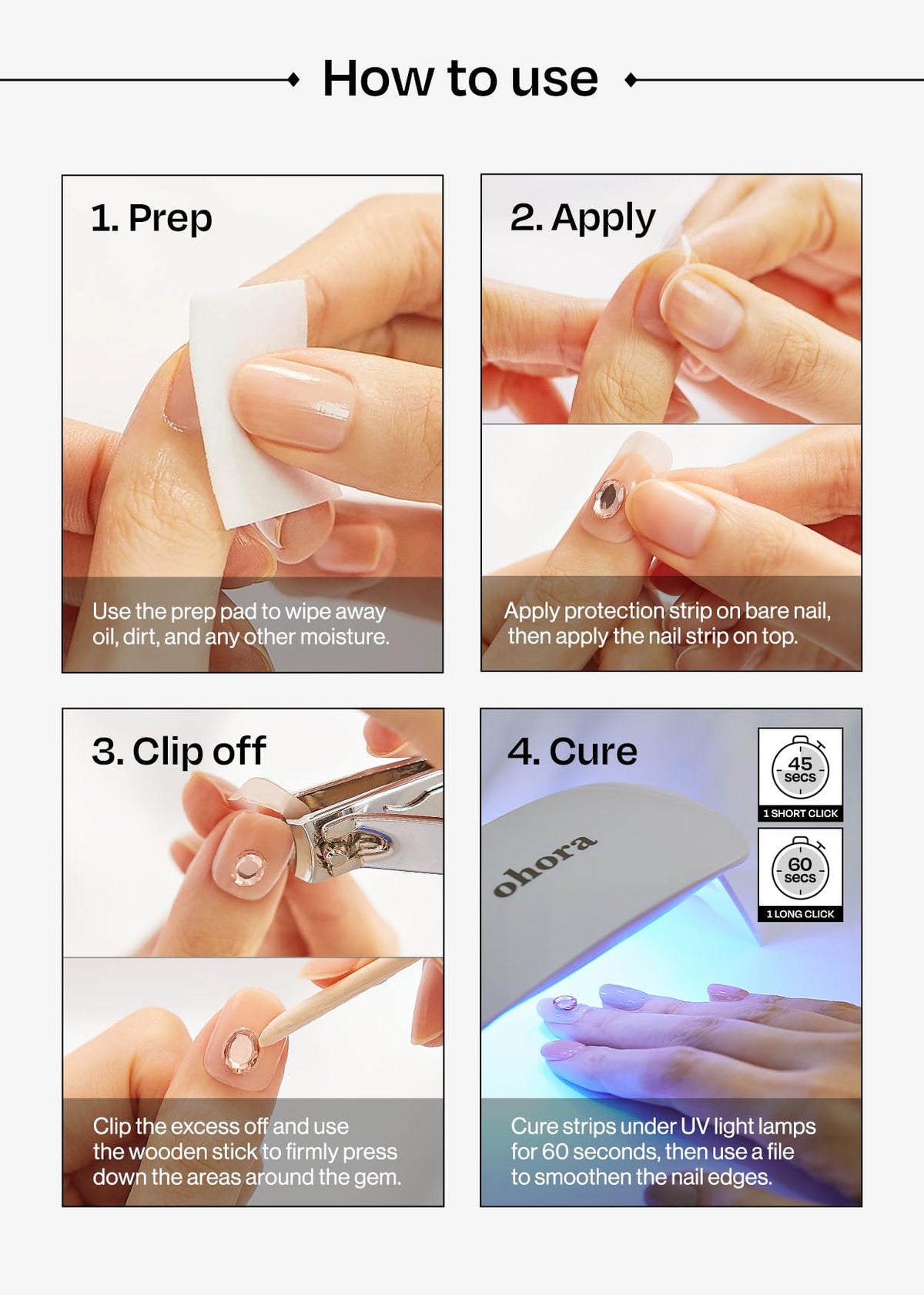 ohora Semi Gel Pedi Strips showing waterproof top gel layer