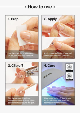 ohora Semi Gel Pedi Strips showing waterproof top gel layer