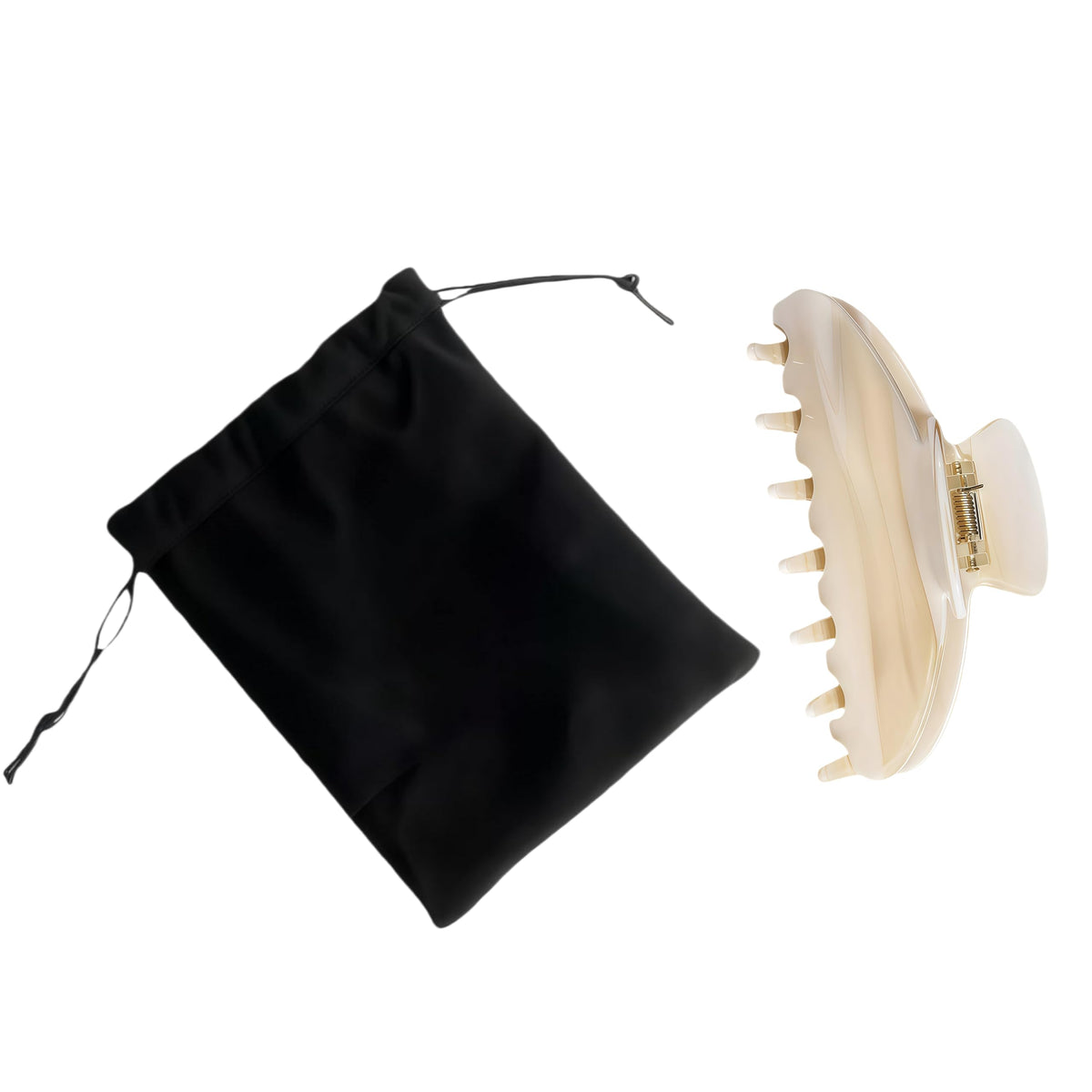 OideGuiing 4-inch creme claw clip in a hairstyle