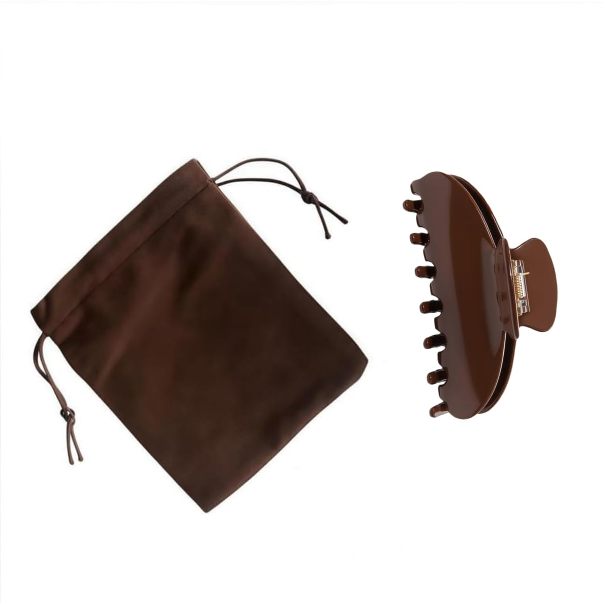 OideGuiing Coffee Claw Clip in a hairstyle with loose hair