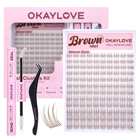 OKAYLOVE Brown Idol Lashes Clusters Kit packaging front view
