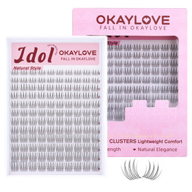 OKAYLOVE Idol Natural Lash Clusters front view with packaging