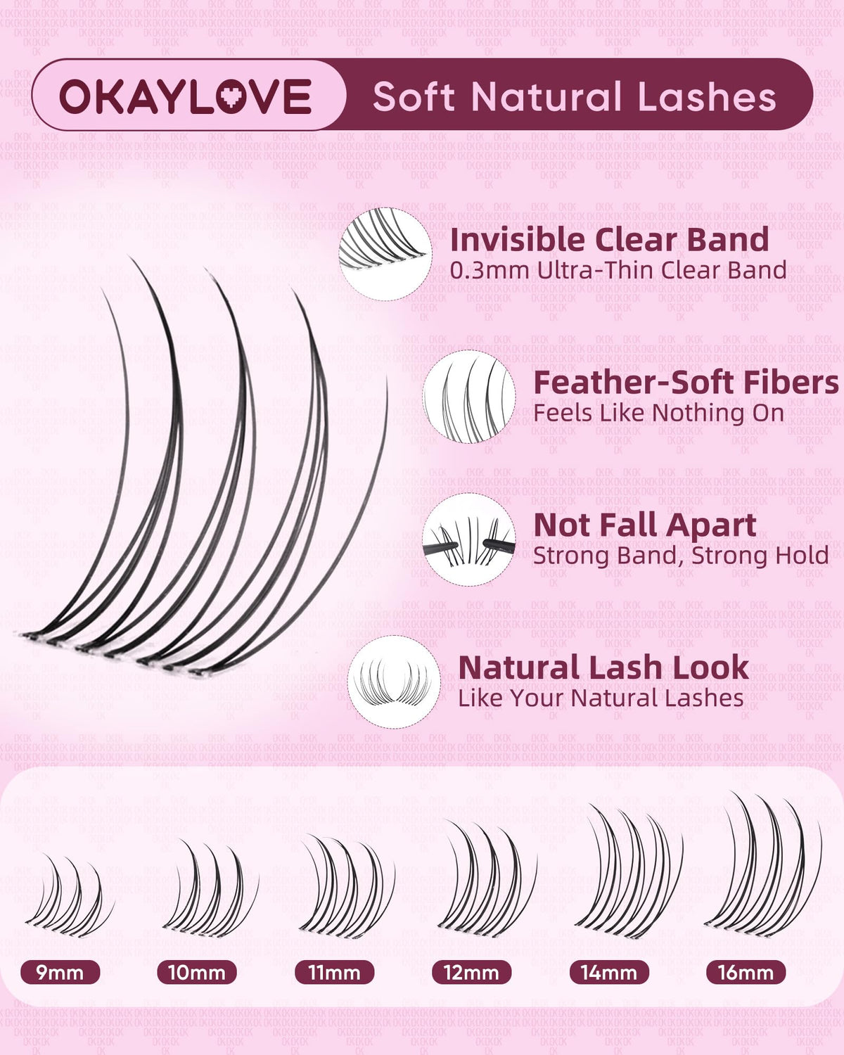 OKAYLOVE lash clusters kit contents laid out