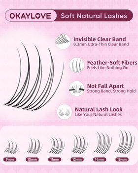 OKAYLOVE lash clusters kit contents laid out