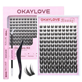OKAYLOVE Natural Lash Clusters Kit Bunny front view with packaging