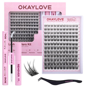OKAYLOVE Wispy Lash Clusters Kit with 132 pieces and tools
