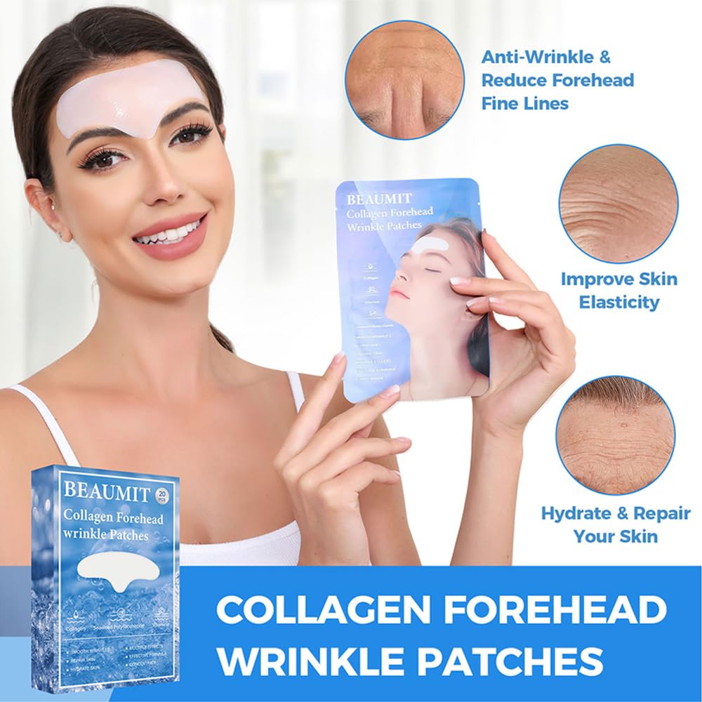 Okela Forehead Wrinkle Patches in use during sleep