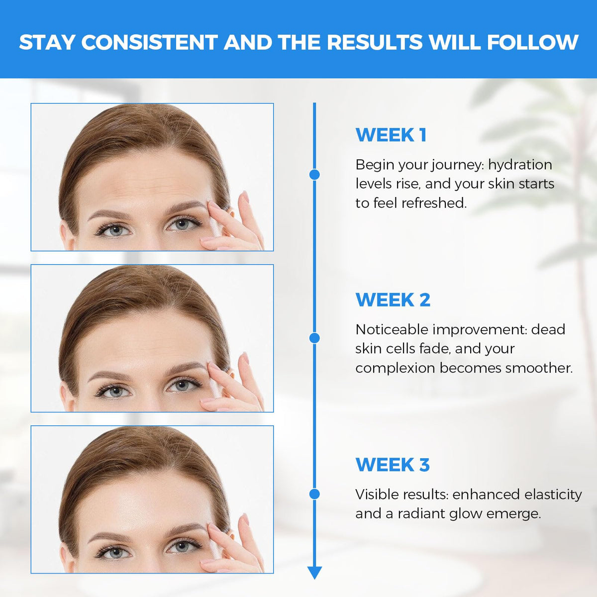 Okela Forehead Wrinkle Patches set on a bathroom counter