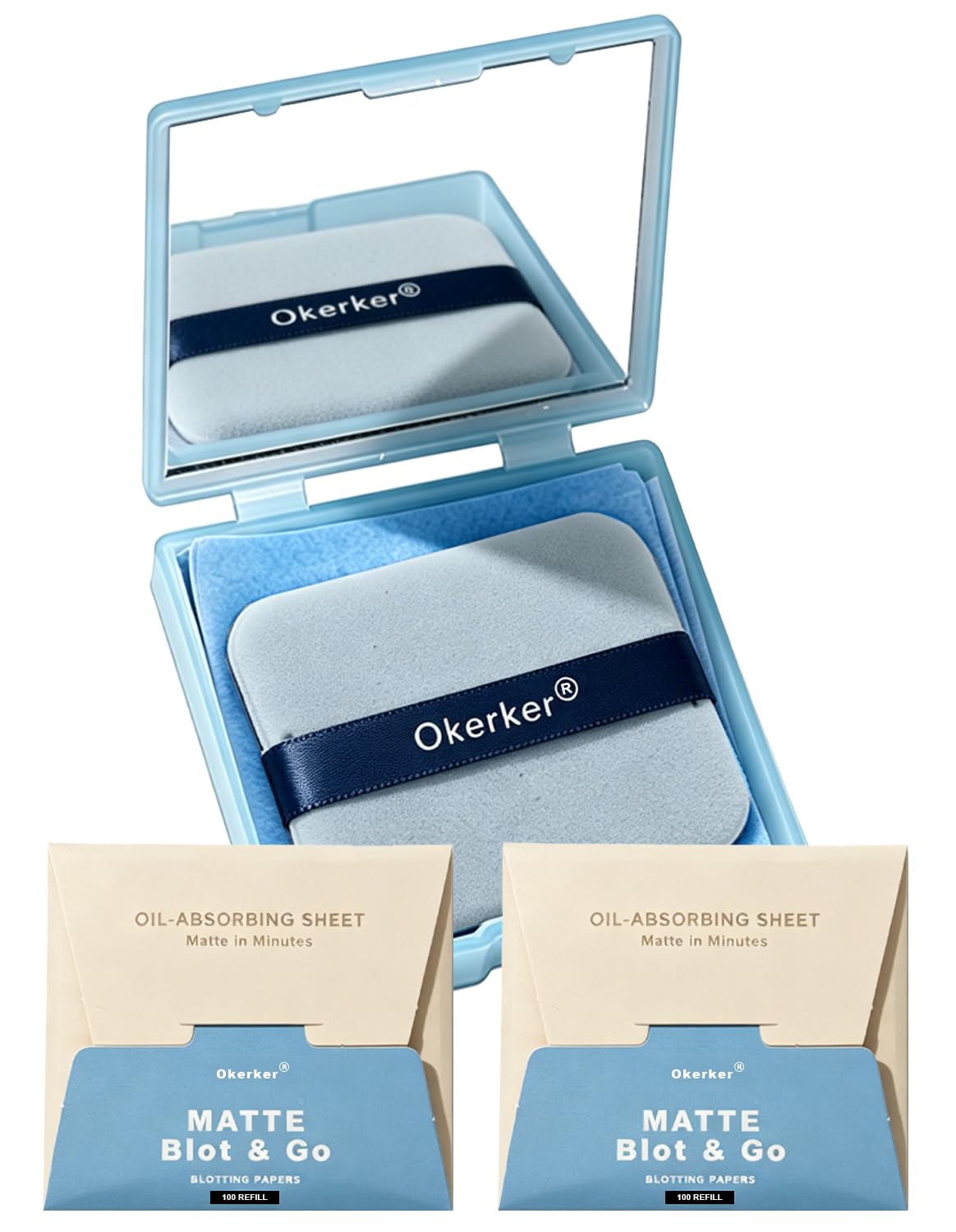 Okerker 300PCS oil blotting papers front view with packaging