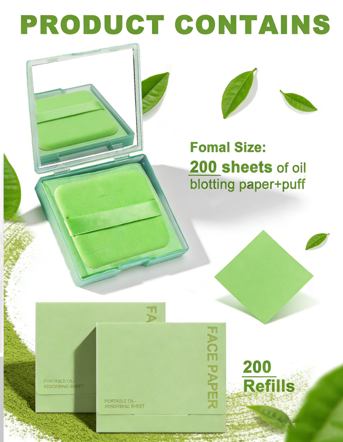 Okerker Oil Blotting Papers puff and mirror included