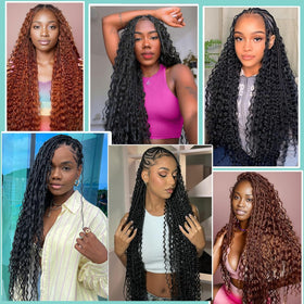 OKVOKV 28 Inch Curly Wave Braids displayed with hair accessories
