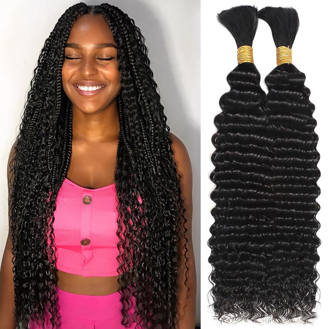 OKVOKV 28 Inch Curly Wave Braids front view