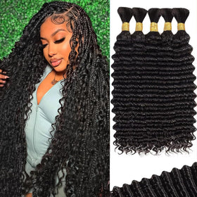 OKVOKV Boho Hair 16-inch curly wave braiding bundles front view