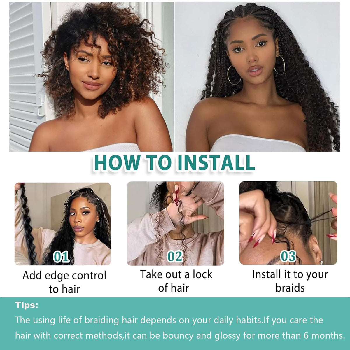 OKVOKV Boho Hair 16-inch curly wave bundles packaging
