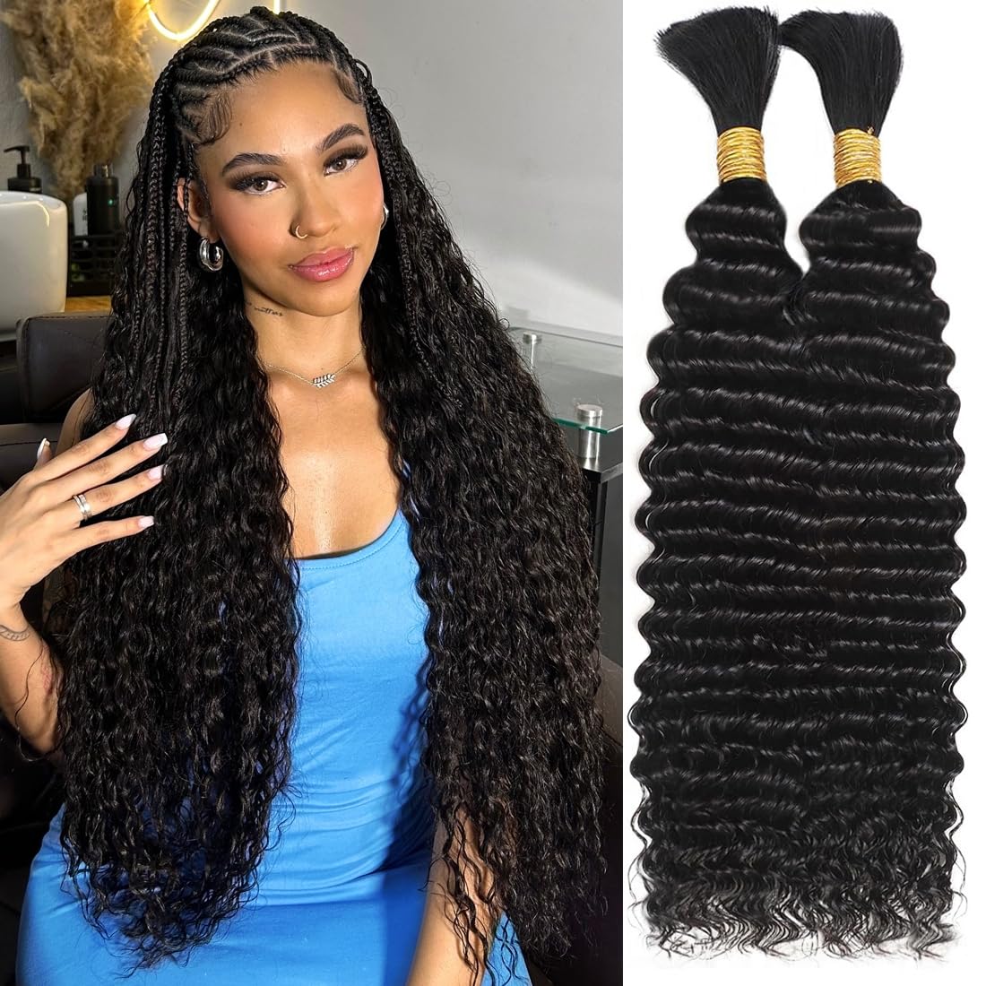 OKVOKV Boho Hair 18-inch curly wave bulk bundle front view