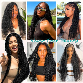 OKVOKV Boho Hair 18-inch curly wave bundle styled in braids