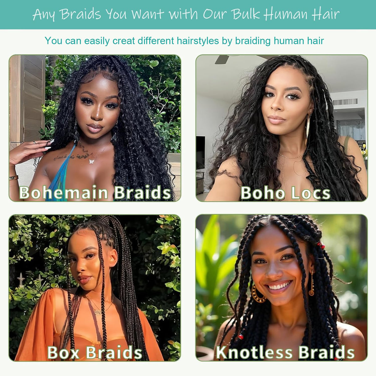 OKVOKV Boho Hair 20 Inch curly wave bundles styled in braids