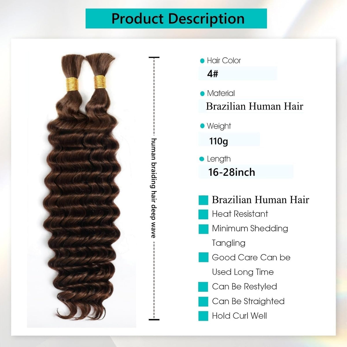 OKVOKV Boho Hair for Braiding 20 Inch Deep Wave packaging