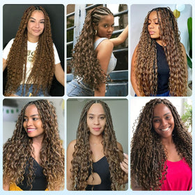 OKVOKV Boho Hair for Braiding 20 Inch Deep Wave styled in braids