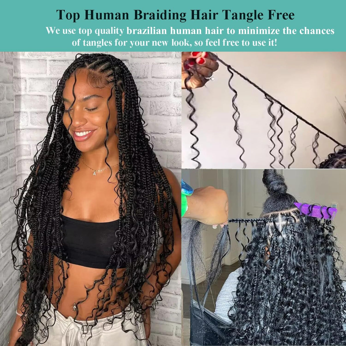 OKVOKV Boho Hair for Braiding displayed with accessories