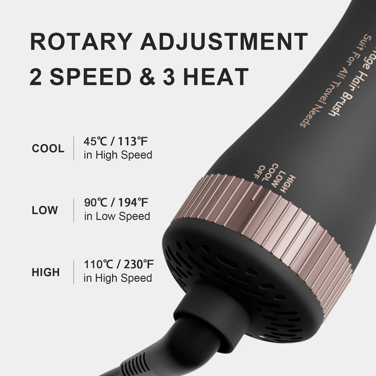 Olaermoso Blow Dryer Brush showing Nano Titanium barrel