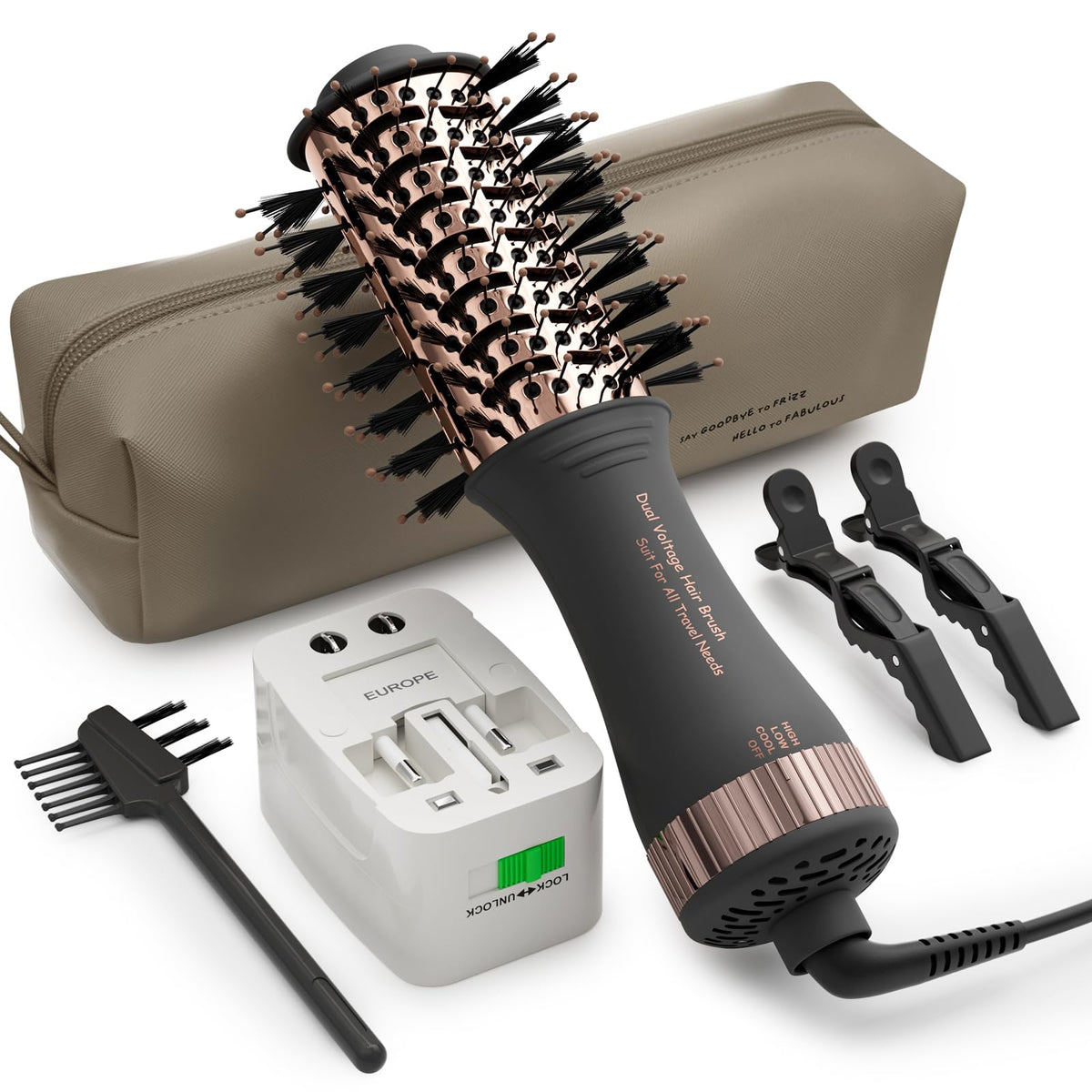 Olaermoso Dual Voltage Blow Dryer Brush front view