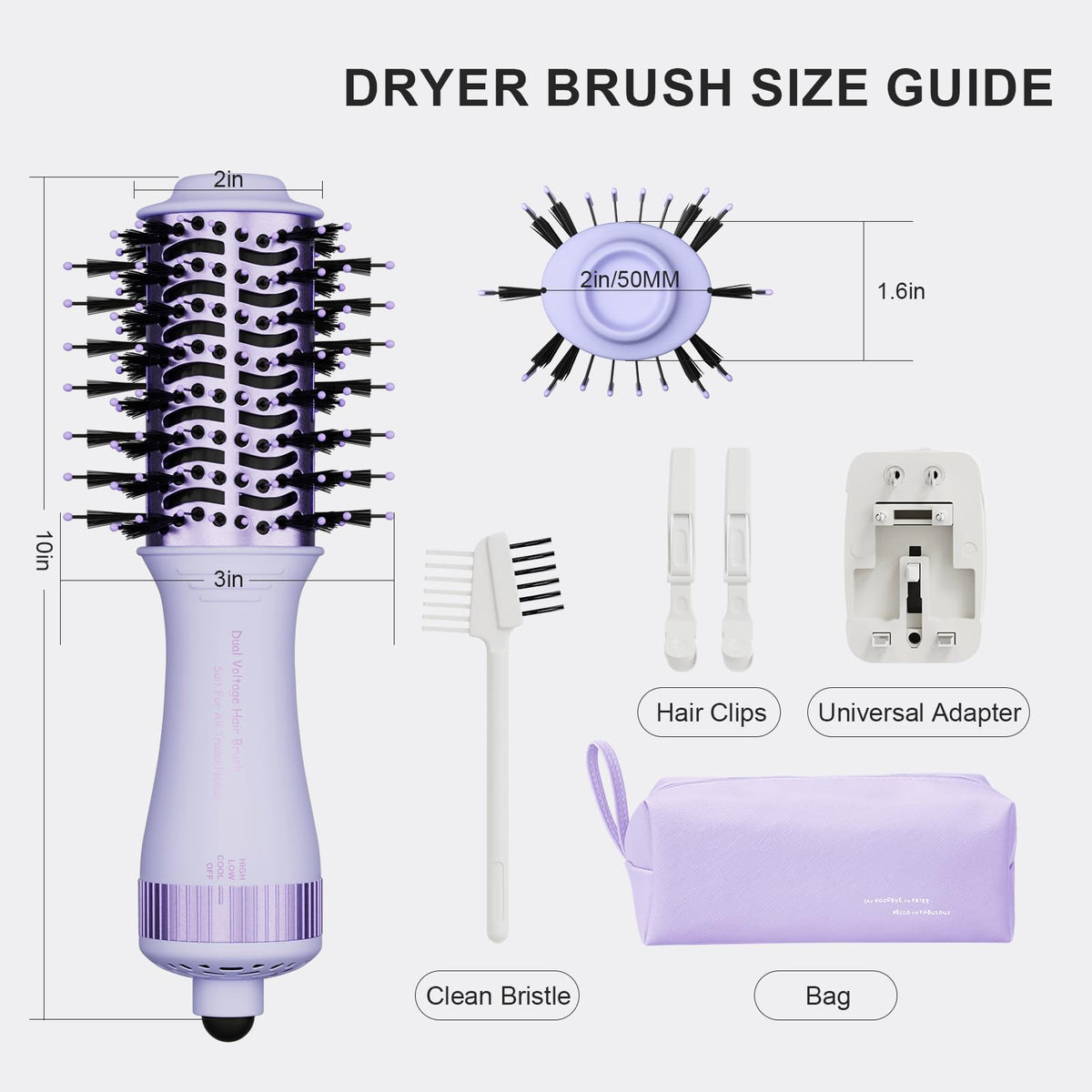 Olaermoso Dual Voltage Hair Dryer Brush heat settings