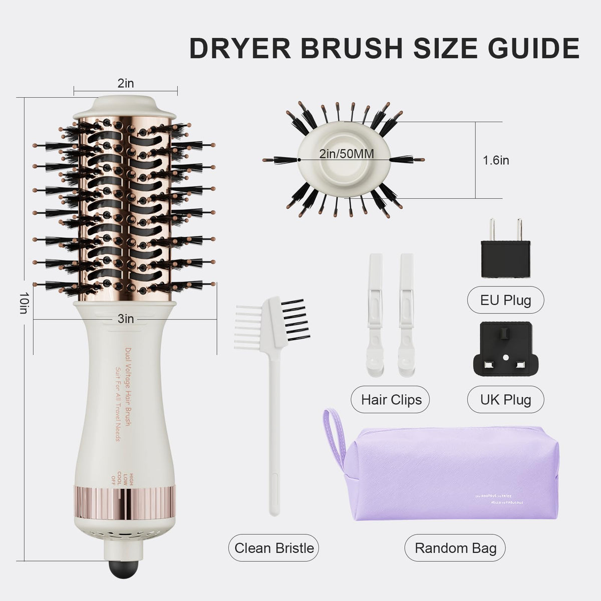 Olaermoso hair dryer brush showing 360° swivel cord