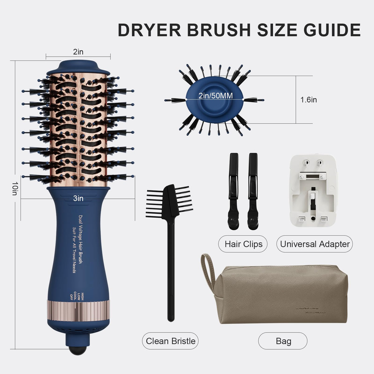 Olaermoso hair dryer brush with Universal Travel Adapter