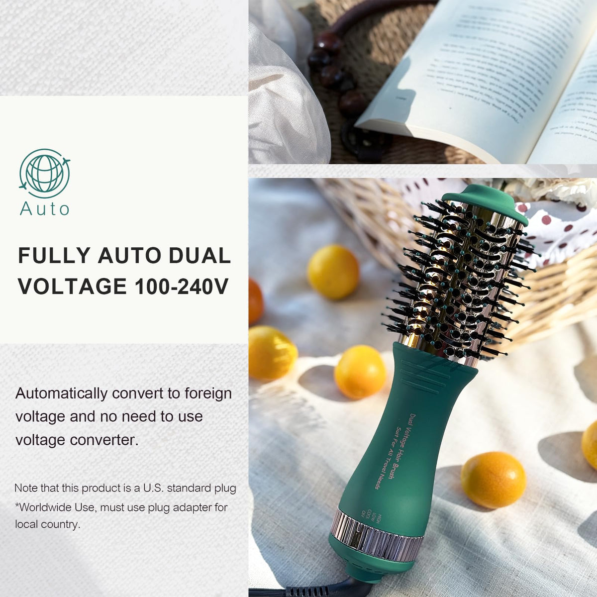Olaermoso travel hair dryer brush with 360° swivel cord