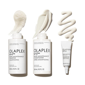 Olaplex Wash & Shine FINE Hair Kit front view with shampoo and conditioner bottles