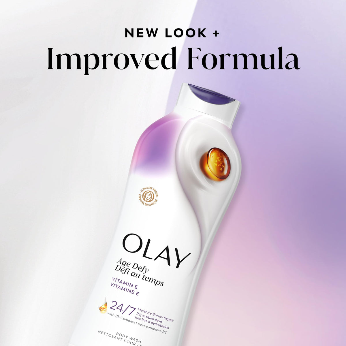 Olay Age Defying Body Wash in shower setting