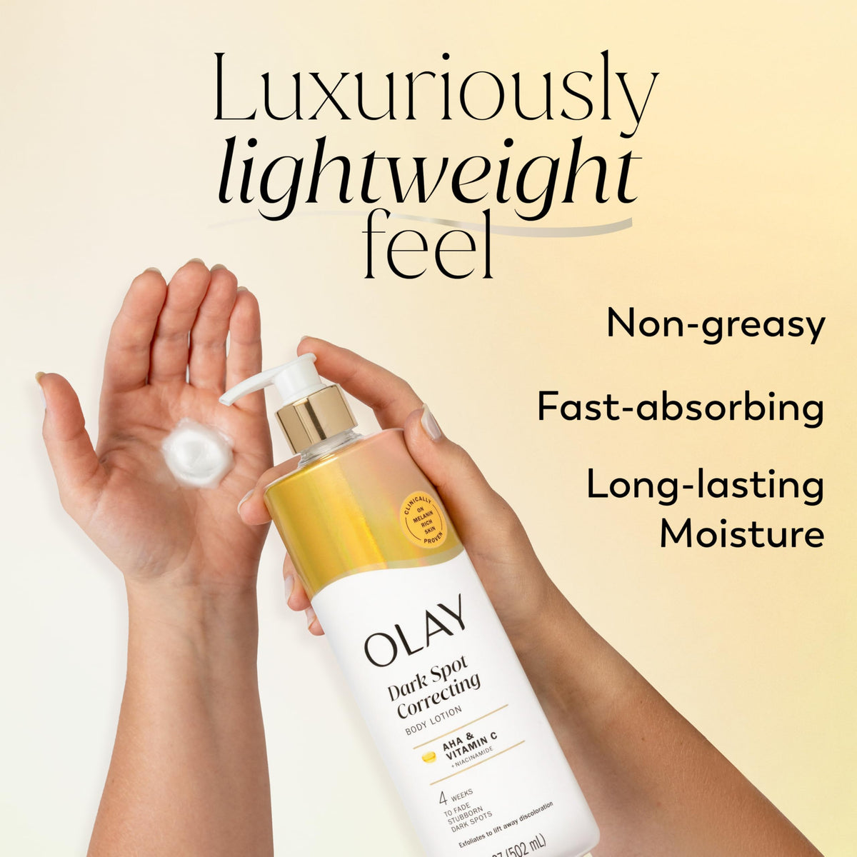 Olay Body Lotion back view showing ingredients