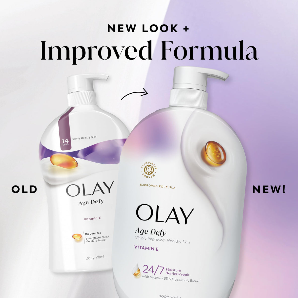 Olay Body Wash Age Defy 35 fl oz with a towel