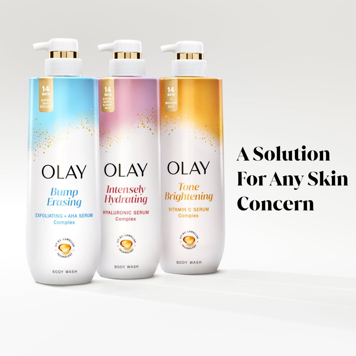 Olay Body Wash alongside other skincare products