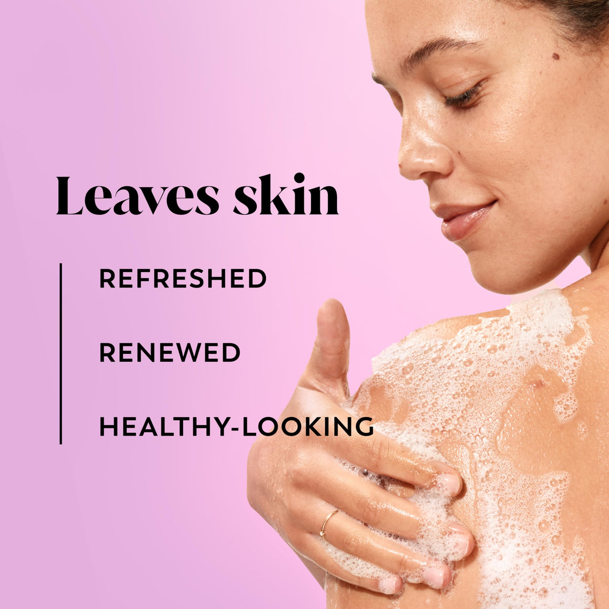 Olay Body Wash back view with ingredients list