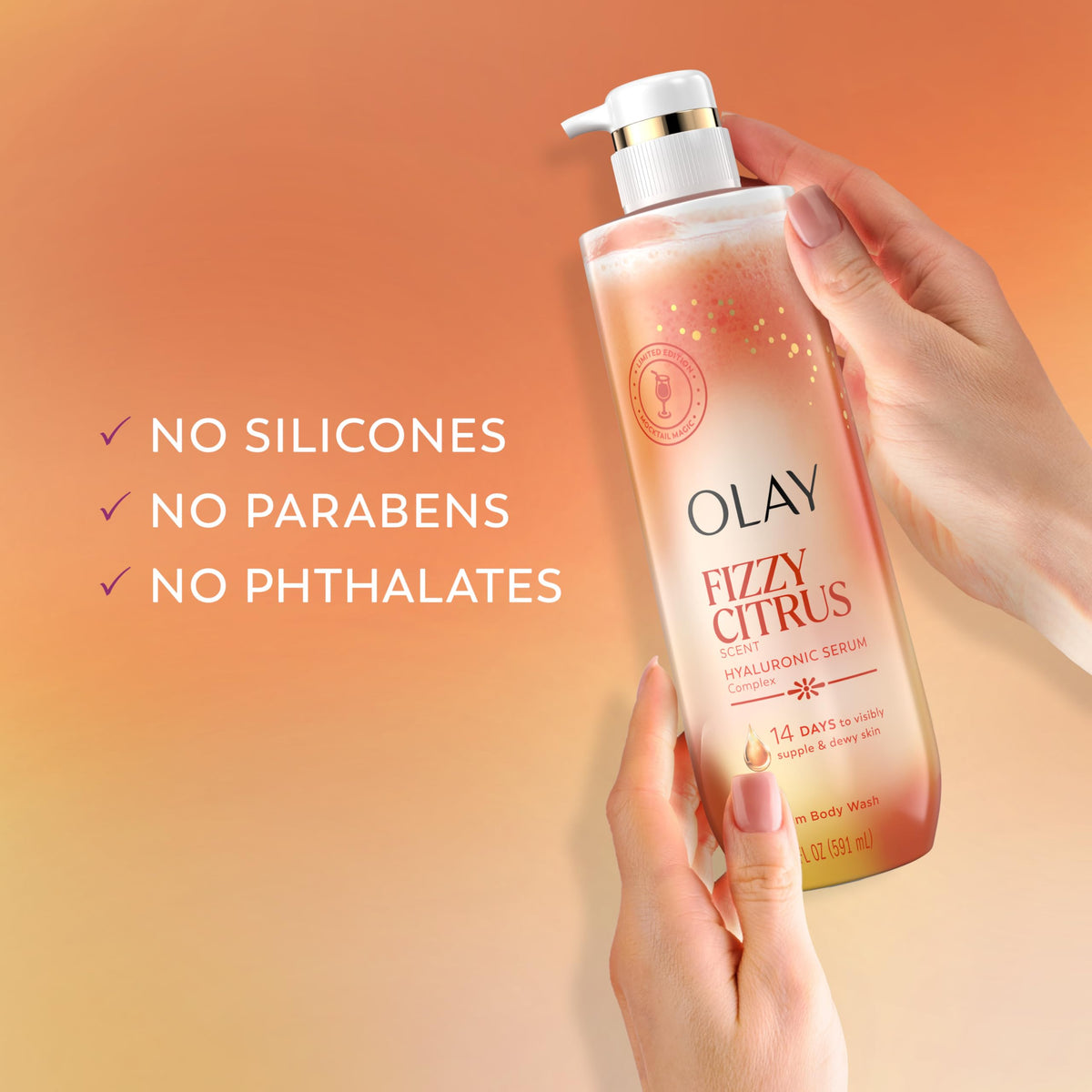Olay Body Wash Fizzy Citrus with citrus fruits