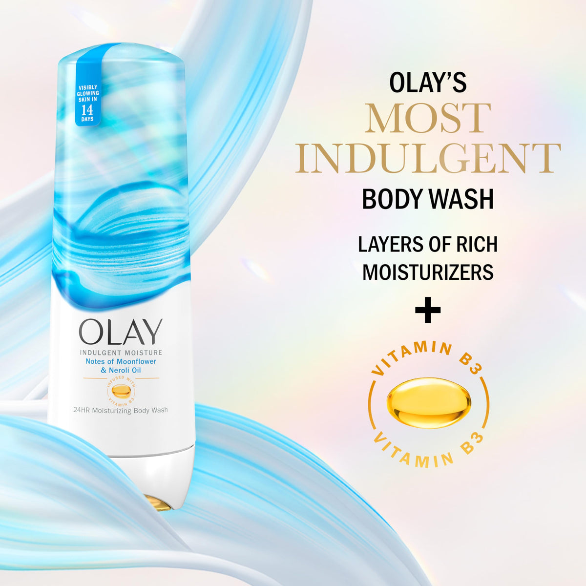 Olay Body Wash lathering on skin