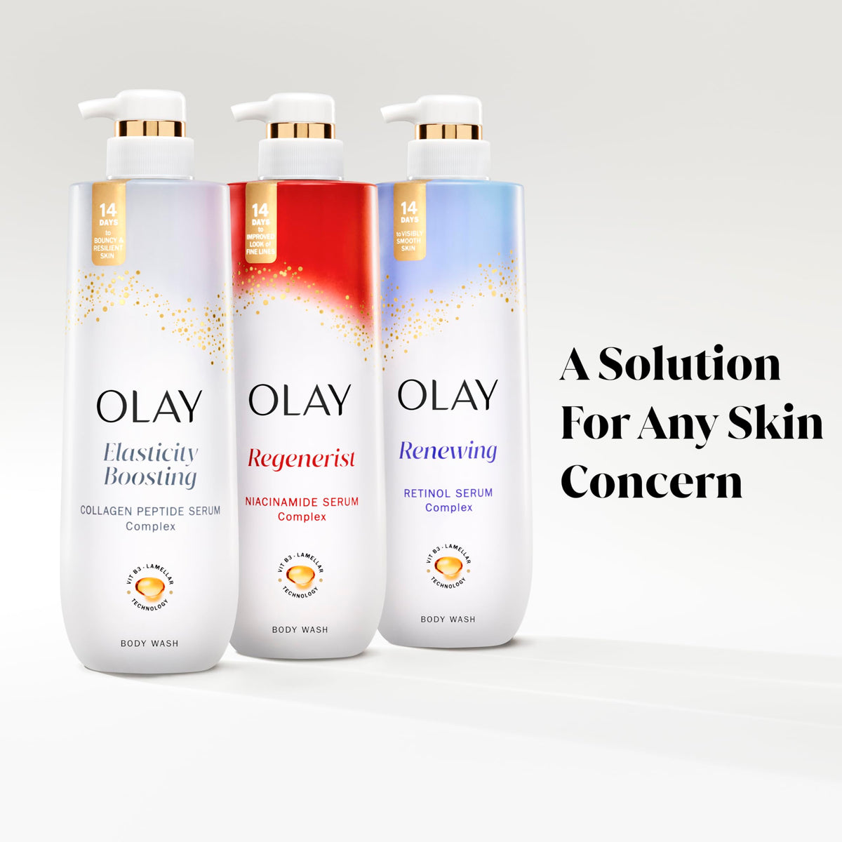Olay Body Wash packaging with ingredients list