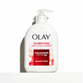Olay Clarifying Daily Facial Cleanser lathering on skin
