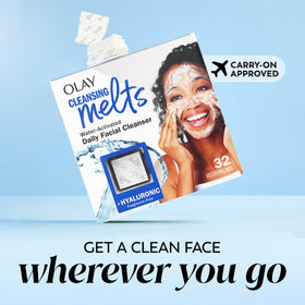 Olay Cleansing Melts face wash in use on a model's face