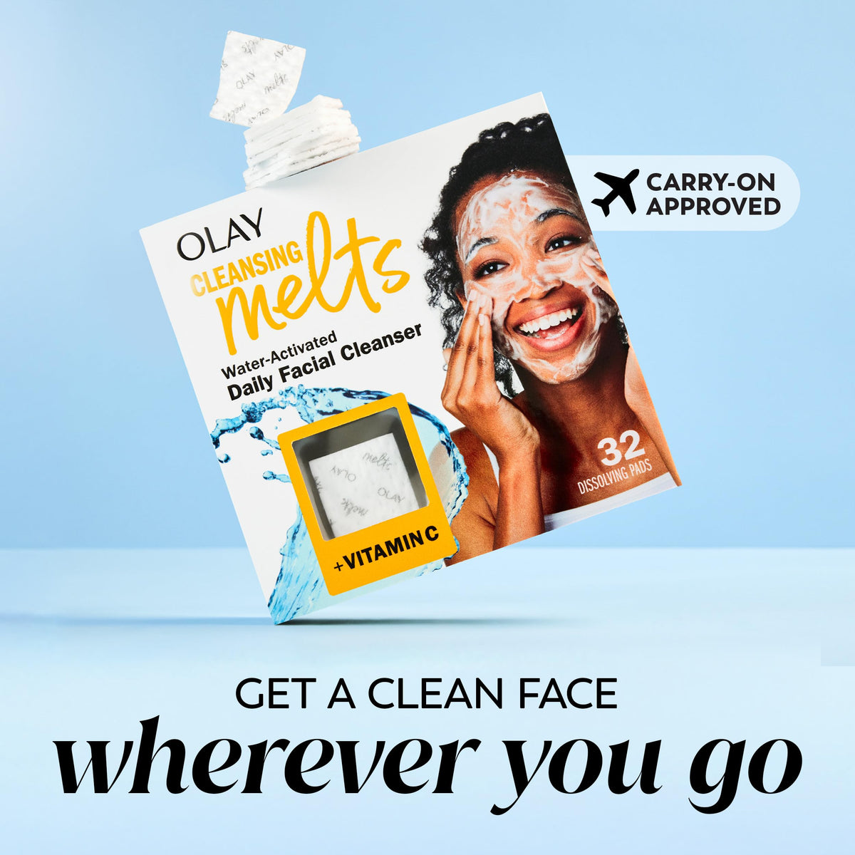 Olay Cleansing Melts ingredients list on packaging