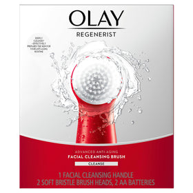Olay Facial Cleansing Brush Regenerist front view with two brush heads