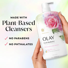 Olay Fresh Radiance Body Wash 29 fl oz back view showing ingredients