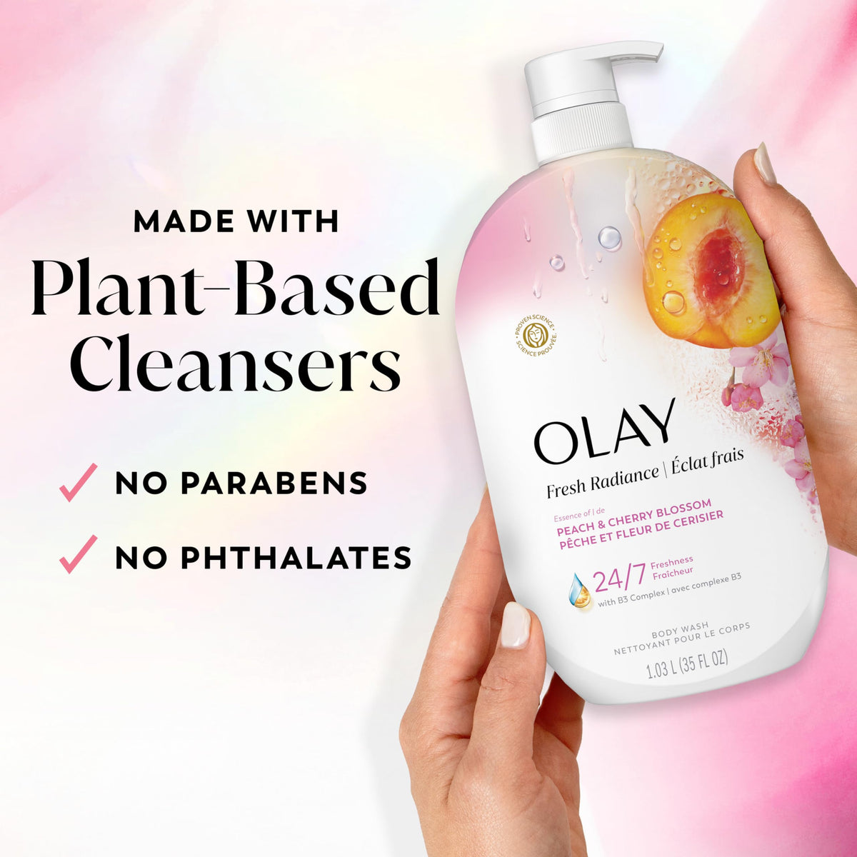 Olay Fresh Radiance Body Wash bottle side view