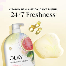 Olay Fresh Radiance Body Wash texture on hand
