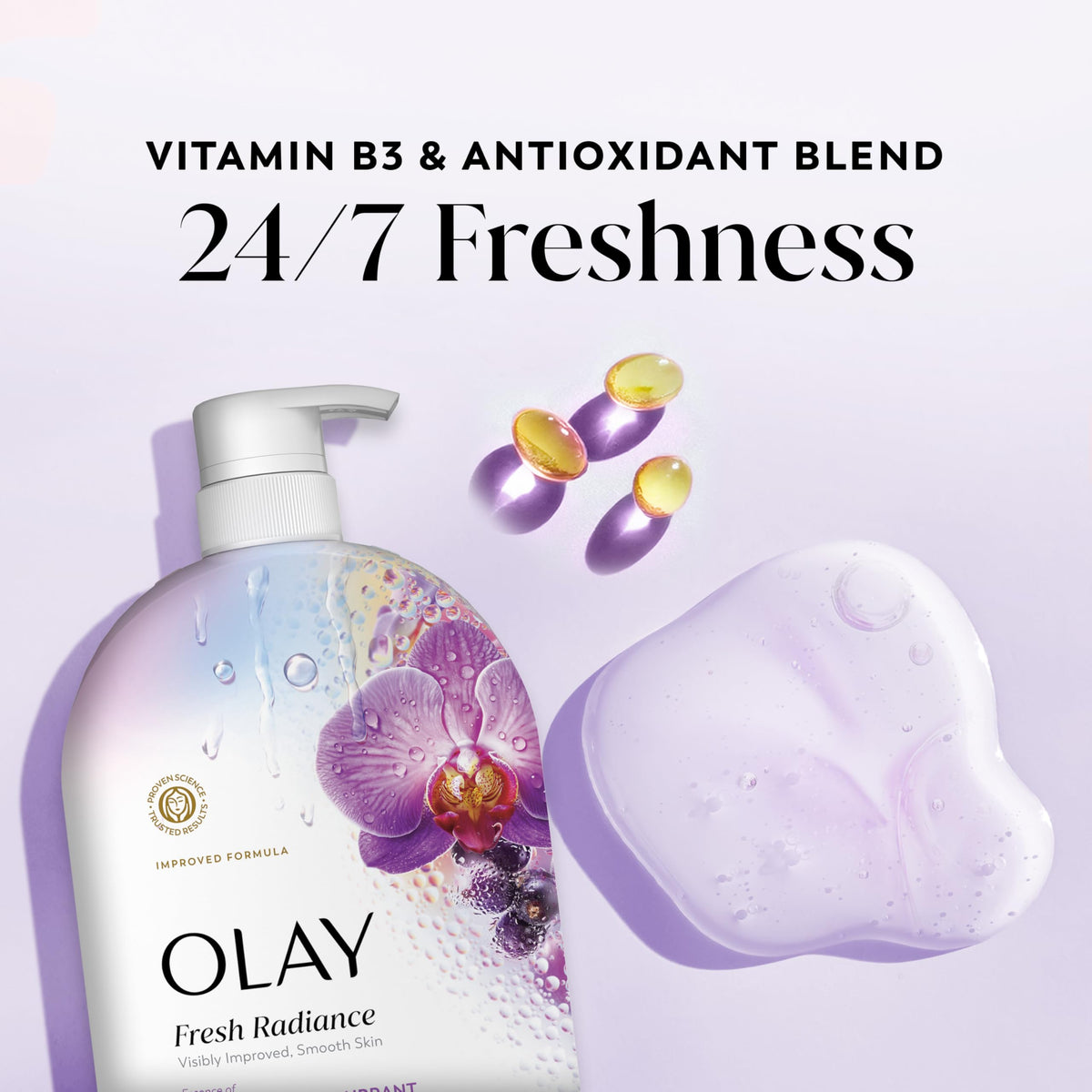 Olay Fresh Radiance Body Wash texture on hand