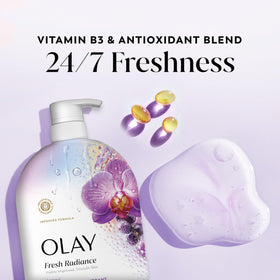 Olay Fresh Radiance Body Wash texture on hand