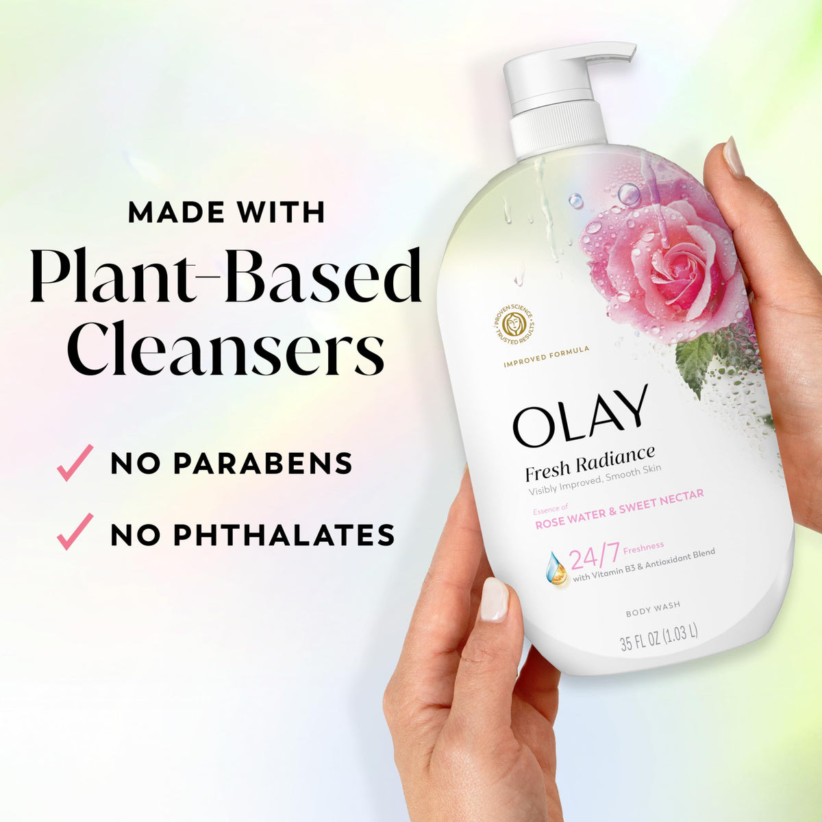 Olay Fresh Radiance Body Wash with ingredients list