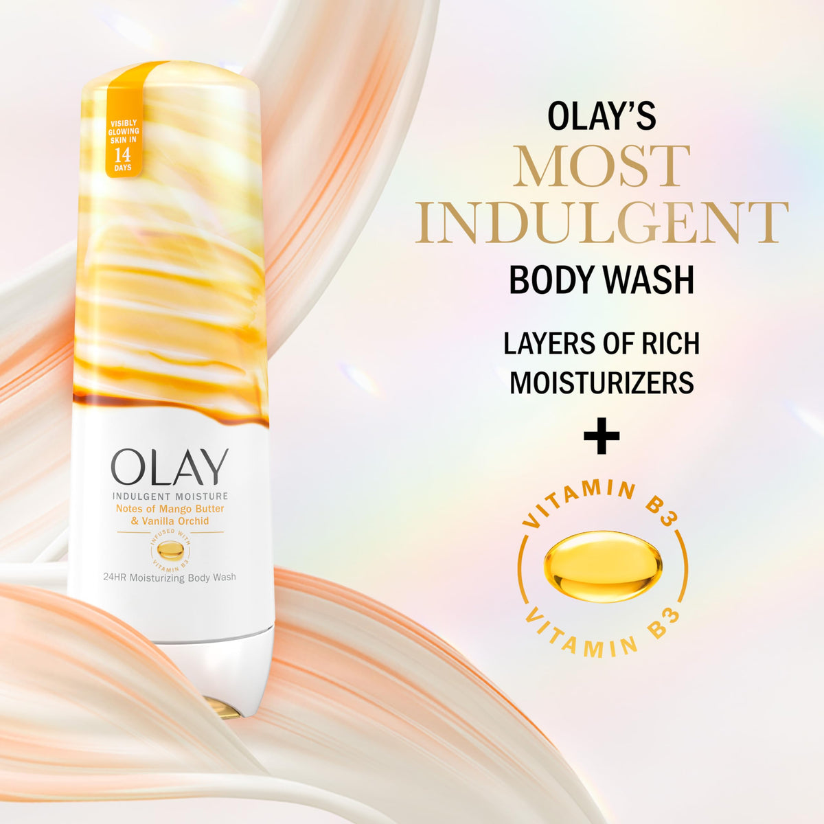 Olay Indulgent Moisture Body Wash creamy lather on skin